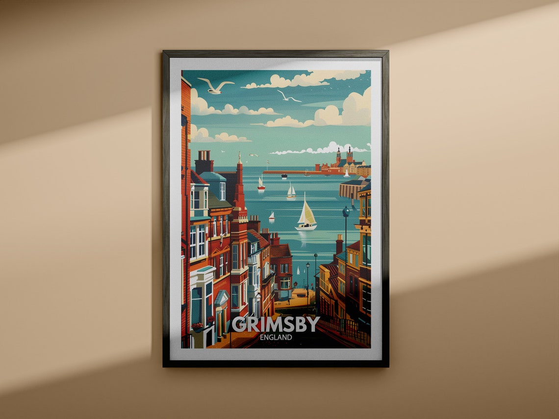 Grimsby Harbour Sailboats Seafront Brick Streets England Poster - Image 4