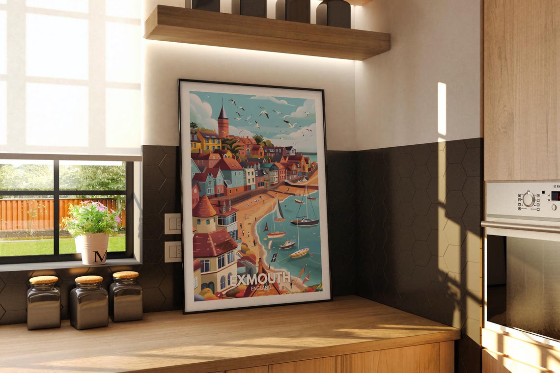 Exmouth Print Exmouth Poster Uk Wall Art England Wall Art Decor British Travel Poster United Kingdom Print England City Art - Image 3