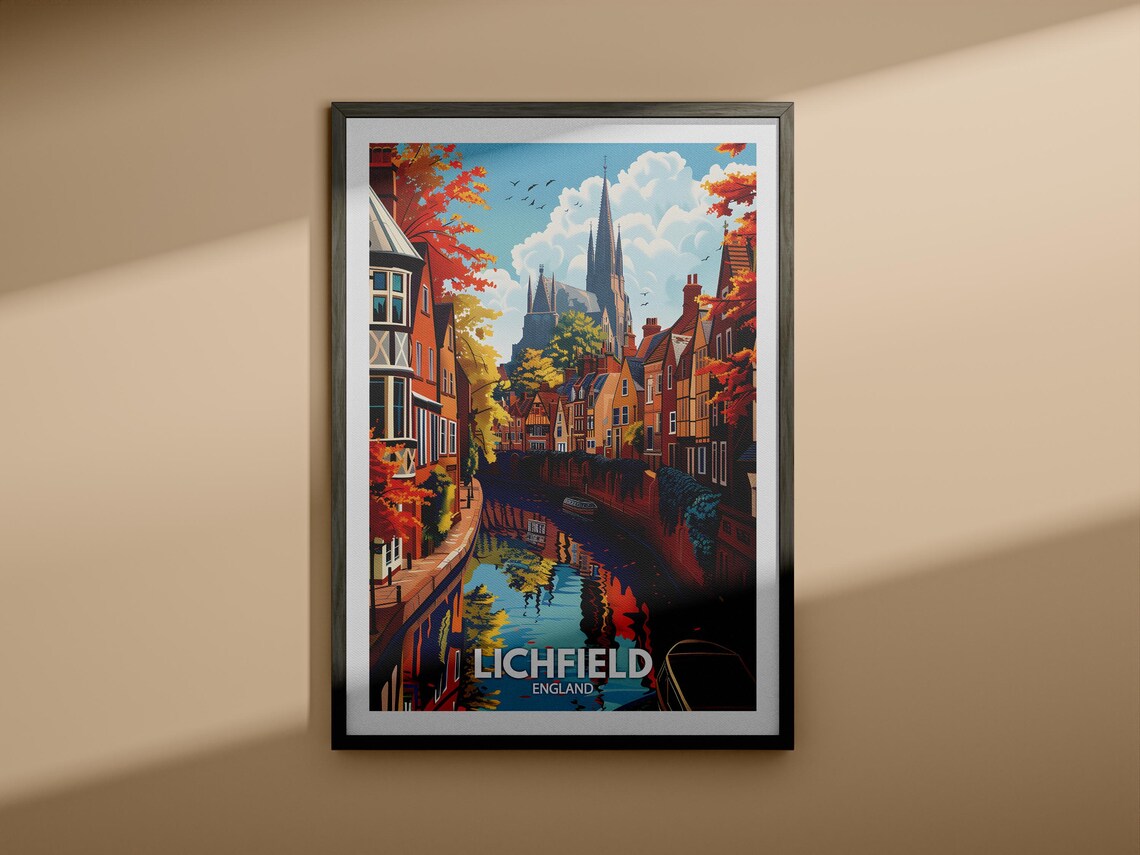 Lichfield Art Print Lichfield Poster Uk Wall Art England Wall Art Decor British Travel Poster United Kingdom Print England City Art - Image 4