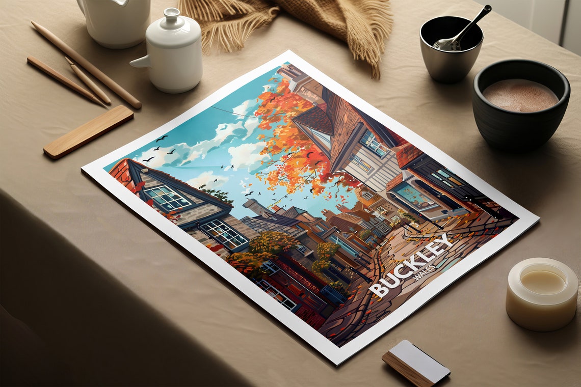 Buckley Print Buckley Poster Uk Wall Art Wales Wall Art Decor British Travel Poster United Kingdom Print Wales City Art - Image 2