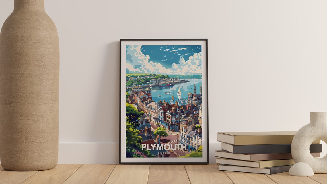 Plymouth Art Print Plymouth City Poster Uk Wall Art England Wall Art Decor British Travel Poster United Kingdom Print England City - Image 2