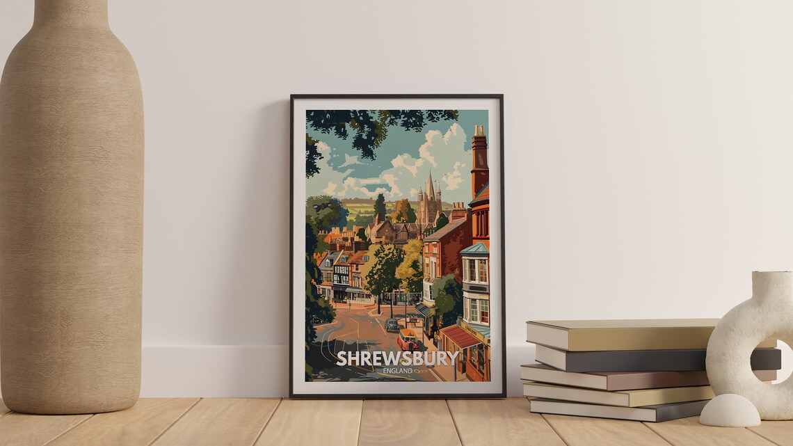 Shrewsbury Church Spire Historic Market Town Streets England Poster - Image 3