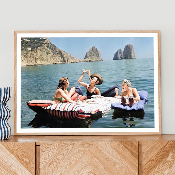Women Eating Pasta On Lake Vintage Wall Art Funny Art Pasta Picnic On Lake Picnic On Lake Art Poster Art Print 3