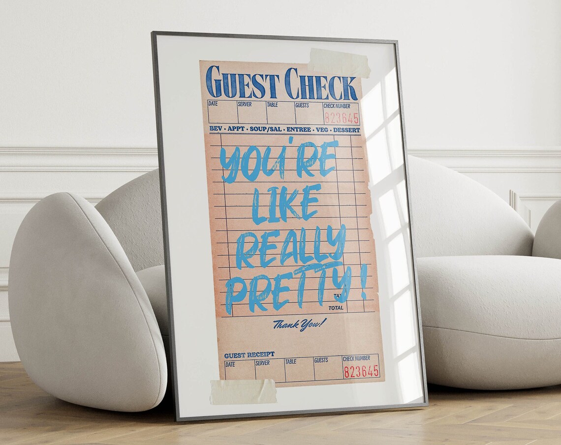 Blue Wall Art Print, Preppy Apartment Decor