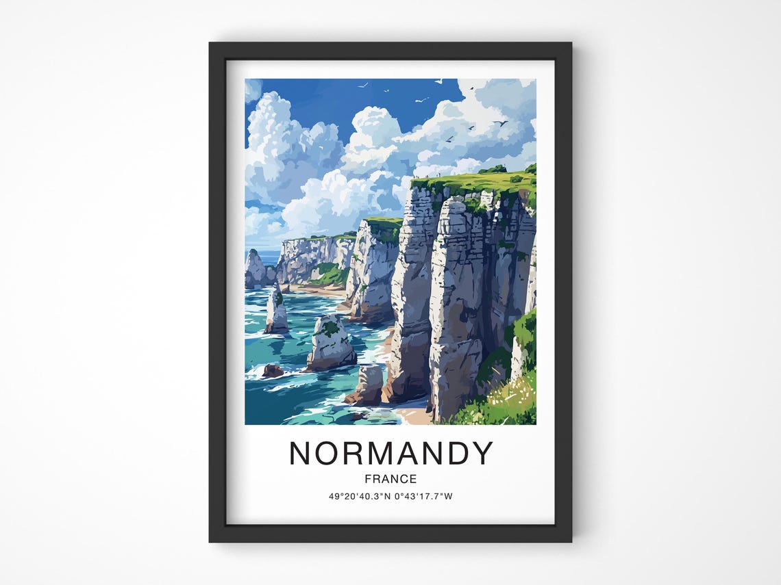 Normandy Travel Poster France Travel Poster France Poster Coast Of France Wall Art