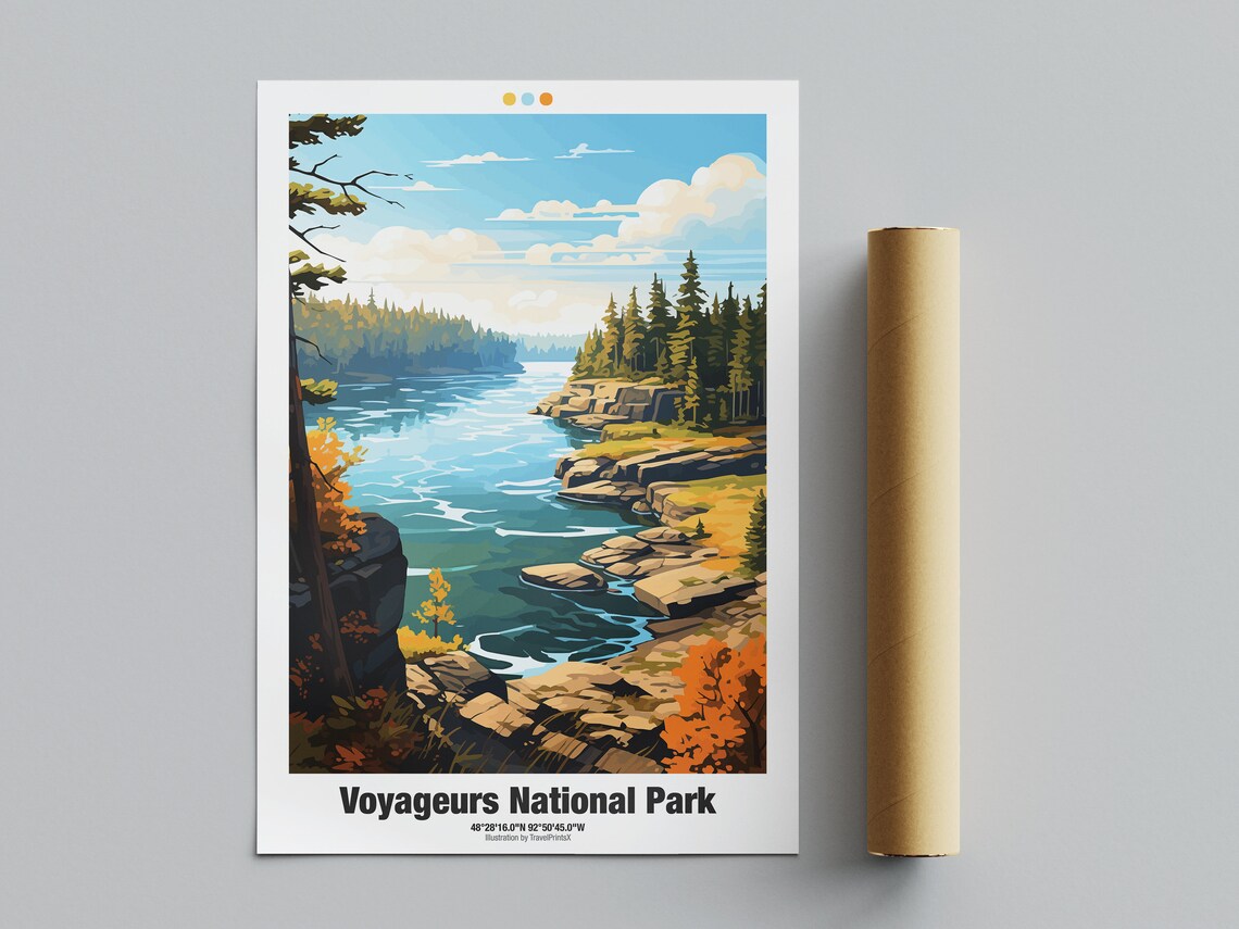 Voyageurs National Park Minnesota Rocky Lakeshore Fall Travel Poster - Image 4