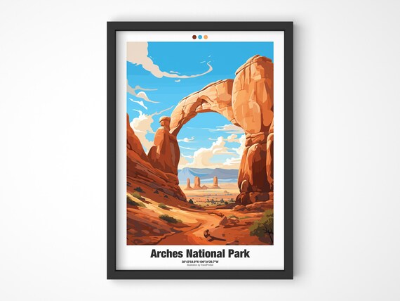 Arches National Park Utah Red Rock Desert Arch Scenic Travel Poster