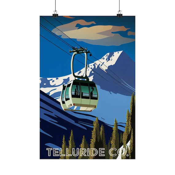 Telluride Colorado Gondola Ski Mountain Vintage Travel Poster Art