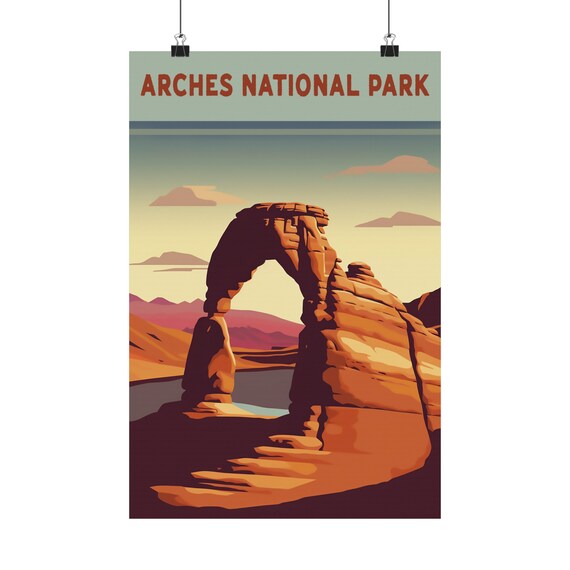 Arches National Park Delicate Arch Vintage Desert Travel Poster