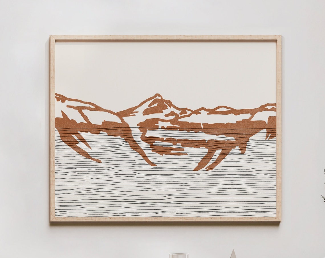 Kings Peak Uinta Mountains Utah Boho Silhouette Travel Poster
