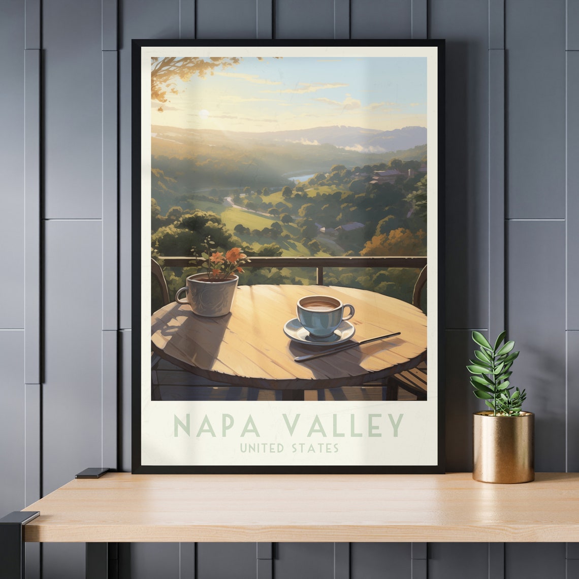 Napa Valley Poster with Sunrise Coffee Overlooking Rolling Hills - Image 3