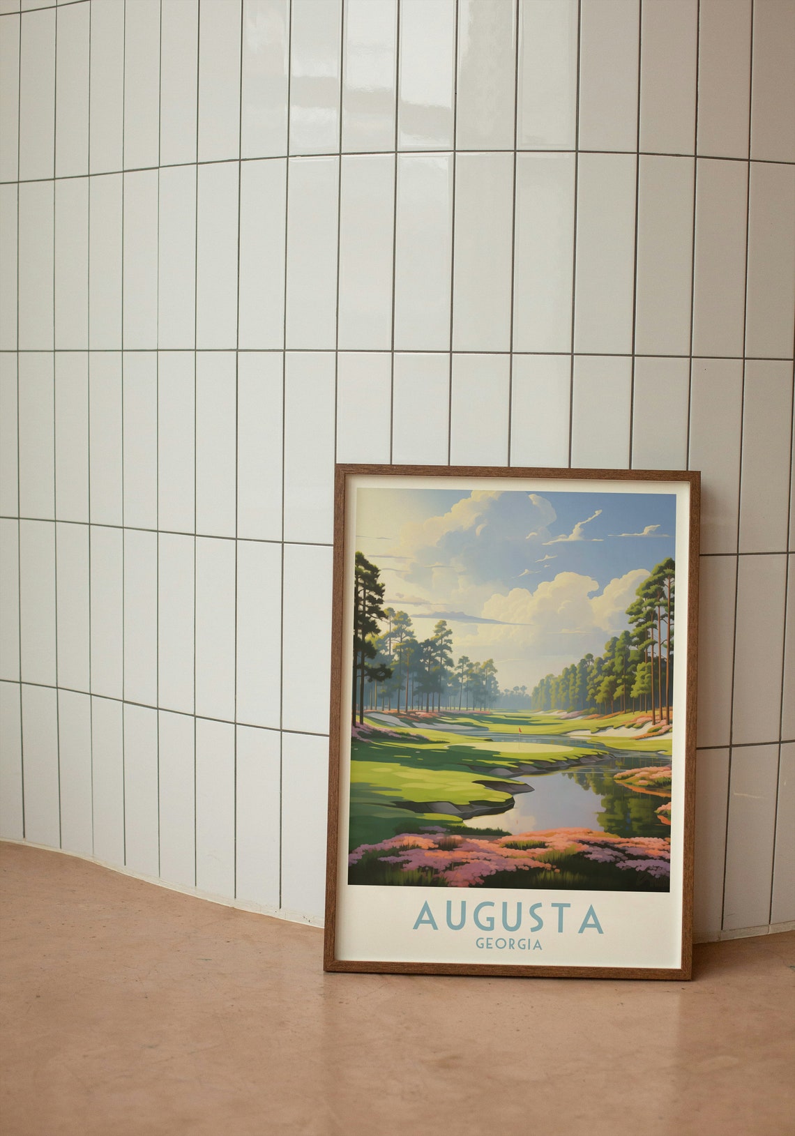Augusta Georgia Azalea Lined Fairway Spring Golf Course Poster - Image 2