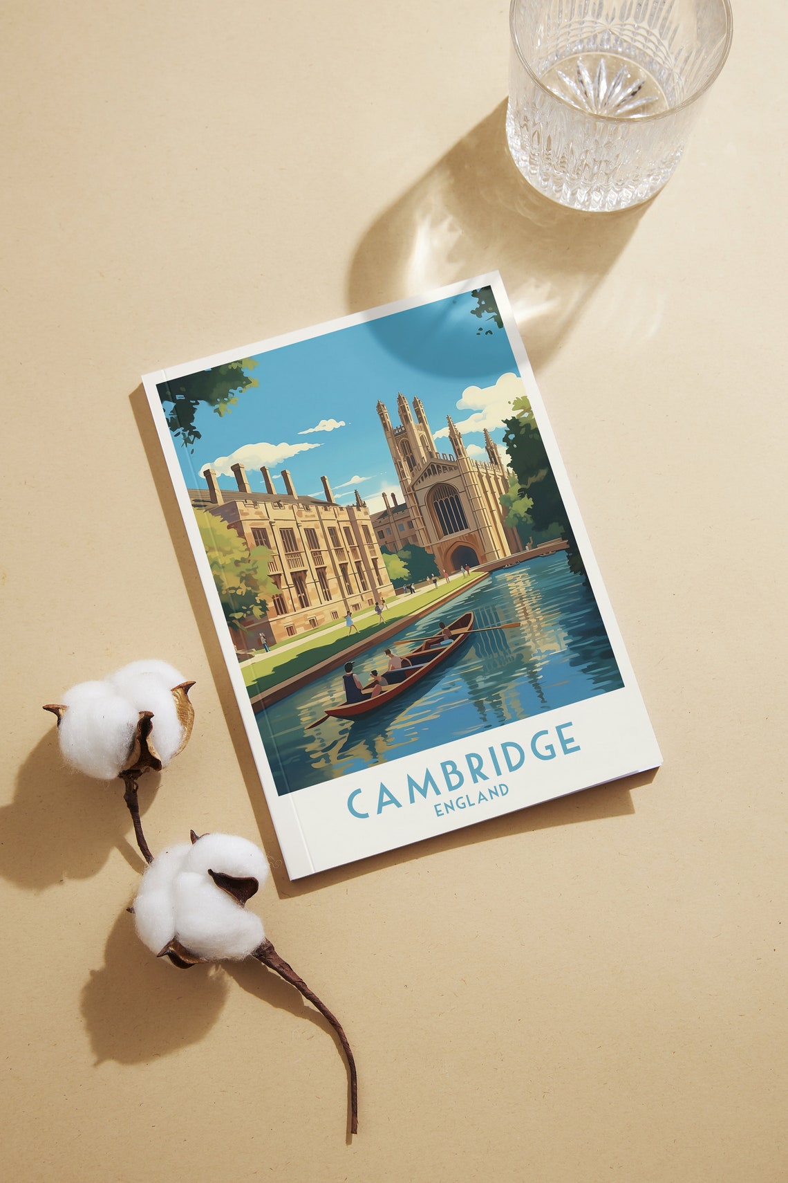 Cambridge King's College Chapel Punting Cam Vintage Travel Poster - Image 2