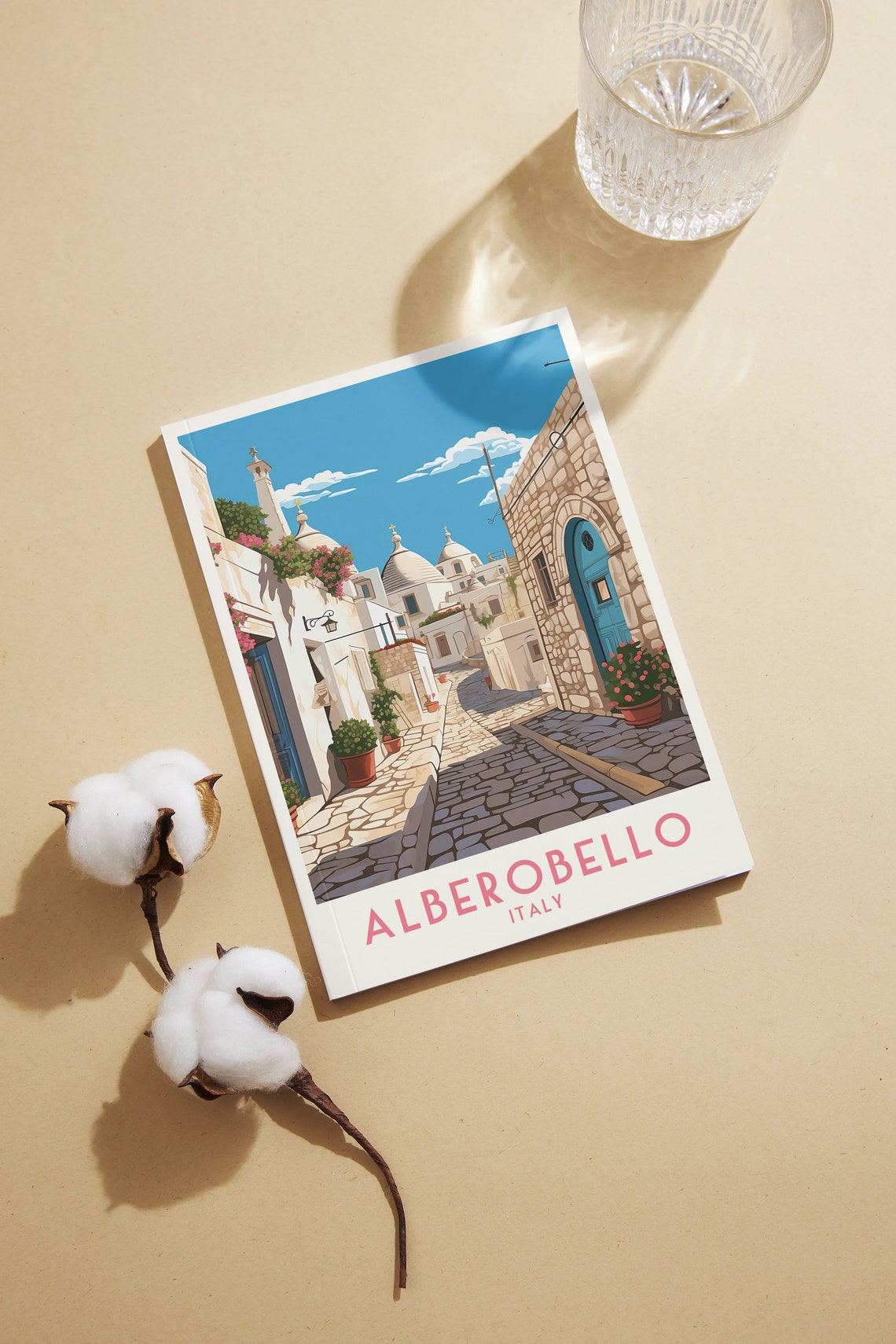 Alberobello Italy Vintage Trulli Stone Street Blue Doors Poster - Image 2