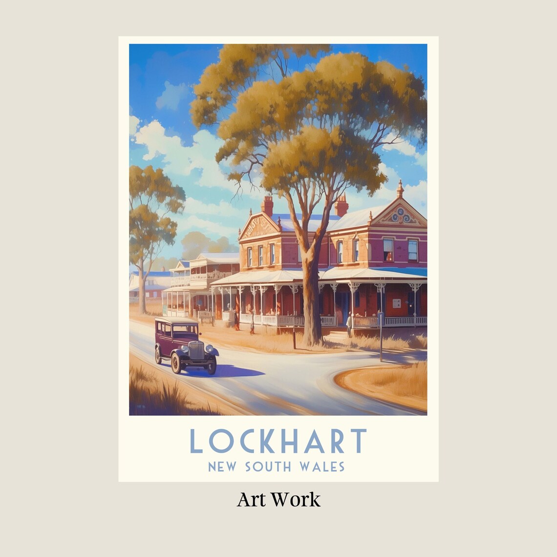 Lockhart New South Wales Historic Hotel Vintage Travel Poster - Image 2