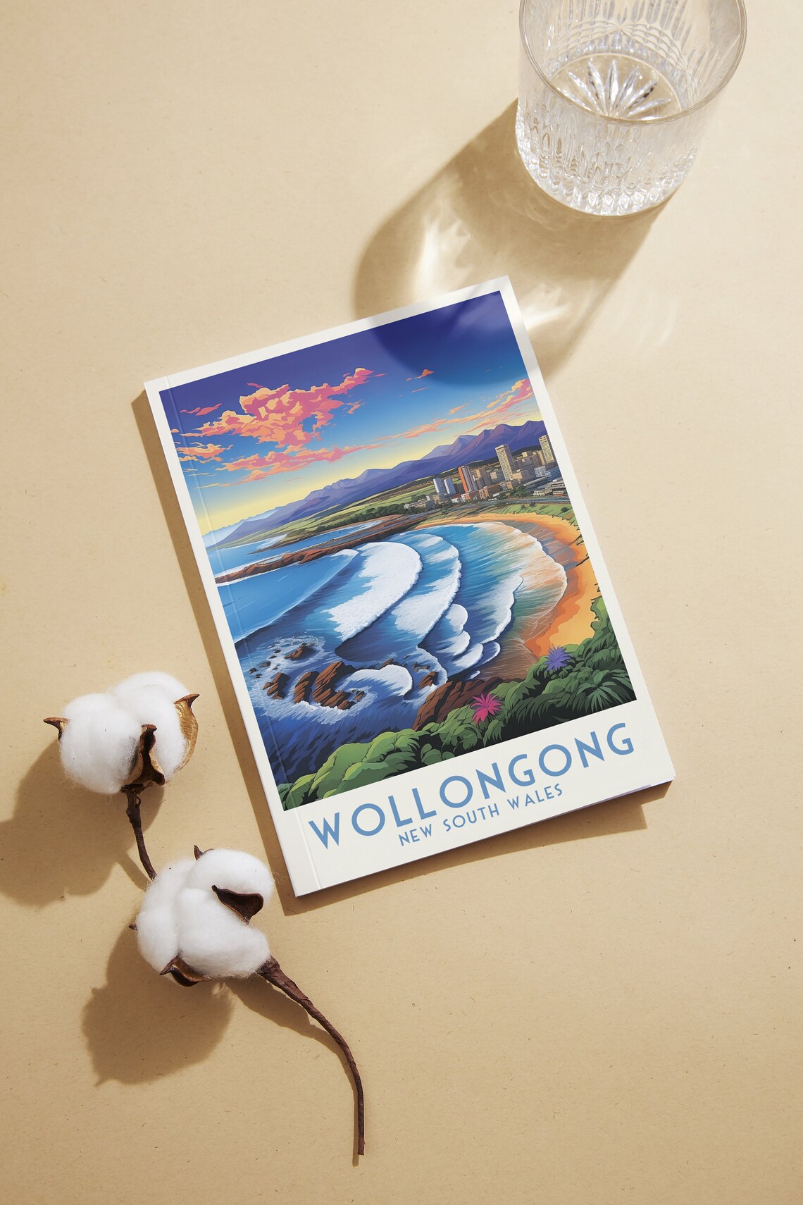 Wollongong New South Wales Vintage Surf Beach City Skyline Poster - Image 2