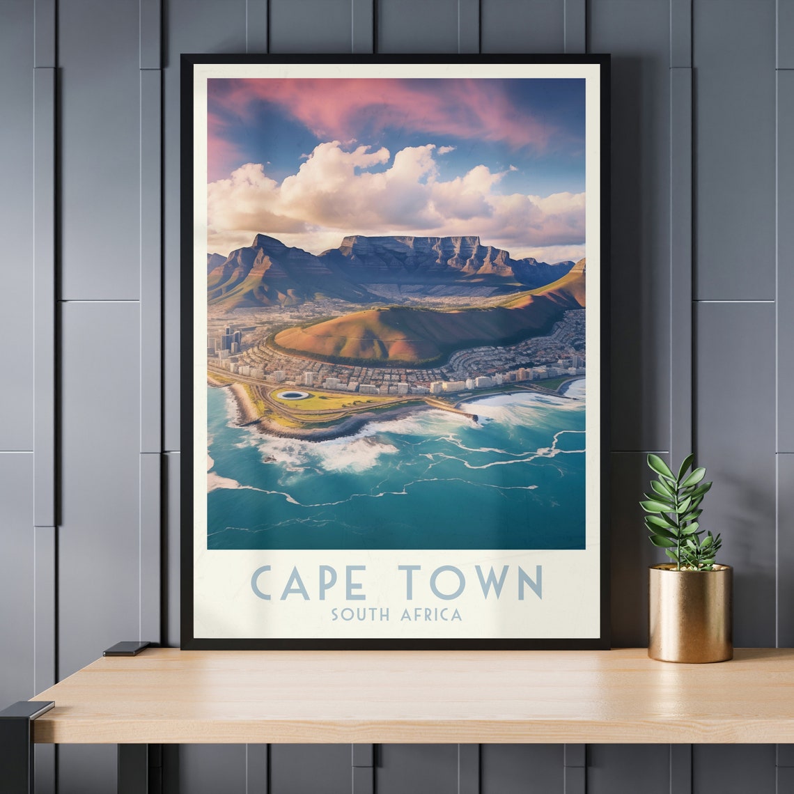 Cape Town South Africa Poster with Table Mountain and Coastline - Image 3
