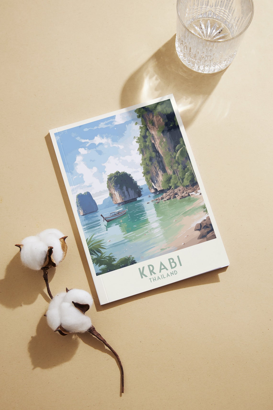 Krabi Thailand Limestone Cliffs Longtail Boat Beach Travel Poster - Image 2