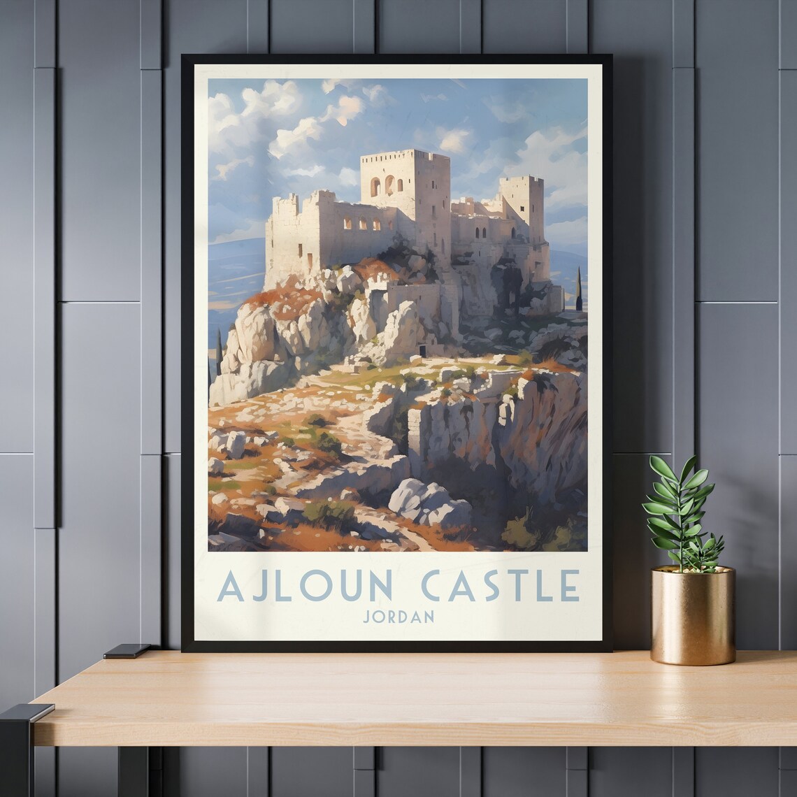 Ajloun Castle Jordan Medieval Hilltop Fortress Vintage Travel Poster - Image 3