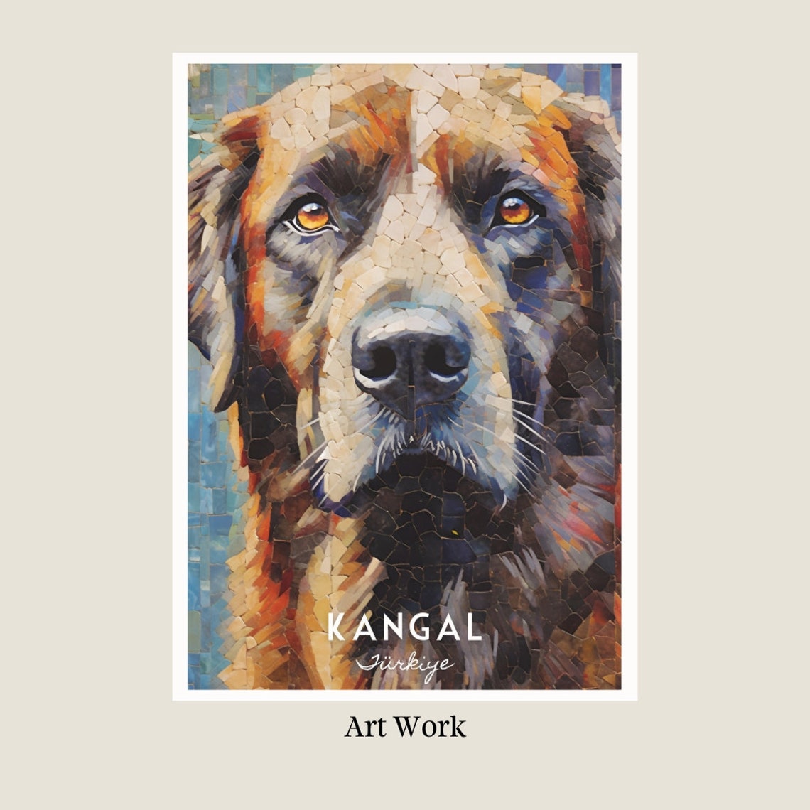 Kangal Dog Mosaic Portrait Warm Earth Tones Breed Art Wall Art - Image 2