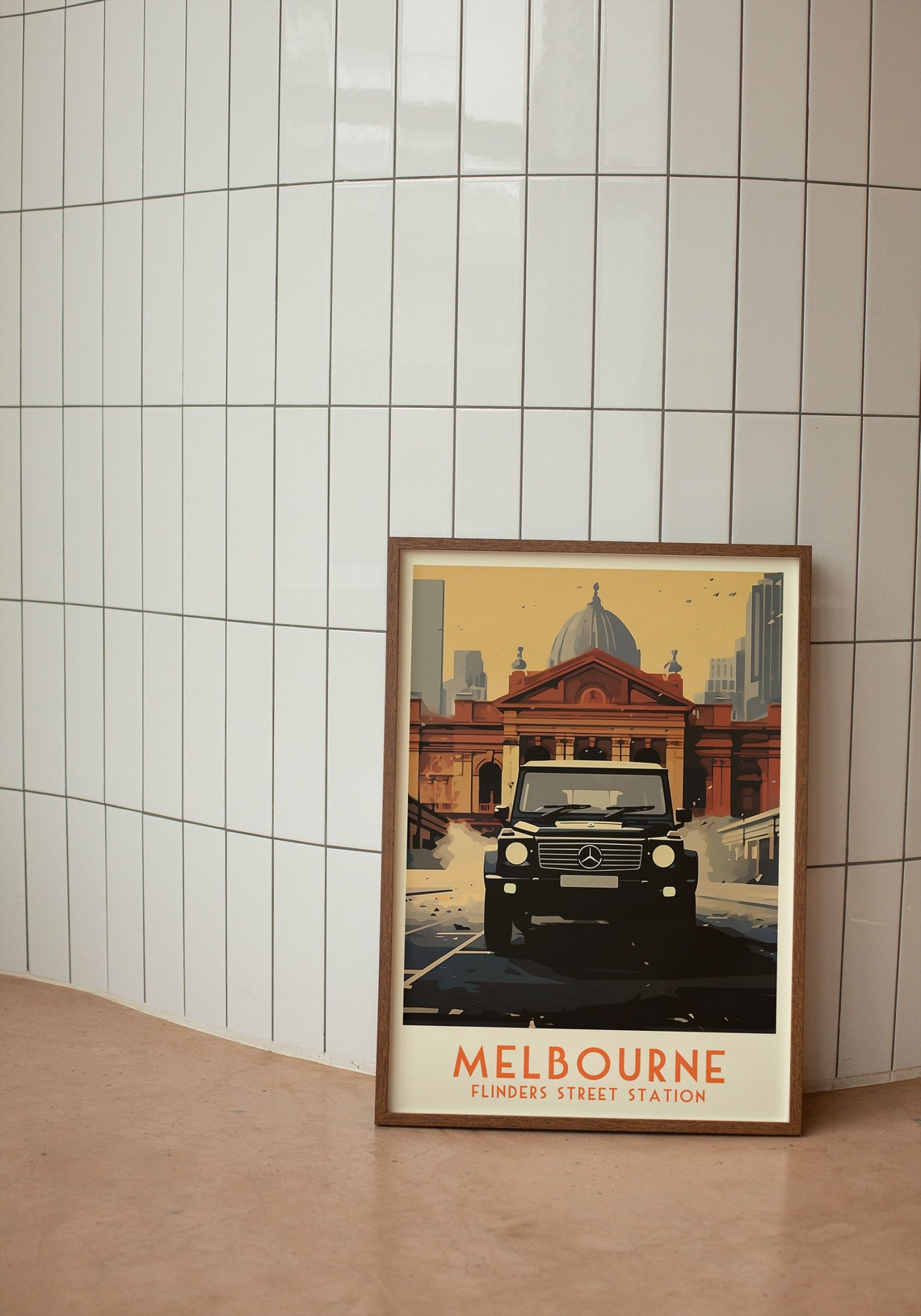 Melbourne Flinders Street Station Black SUV Retro Travel Poster Art - Image 3