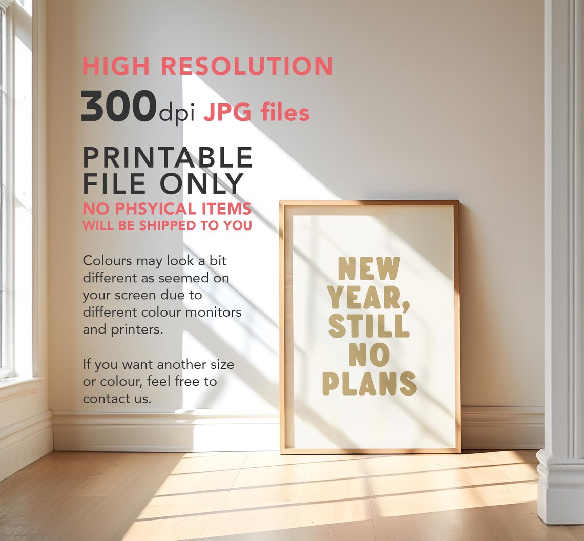 New Year Still No Plans Funny Gold Bold Typography Quote Poster - Image 3