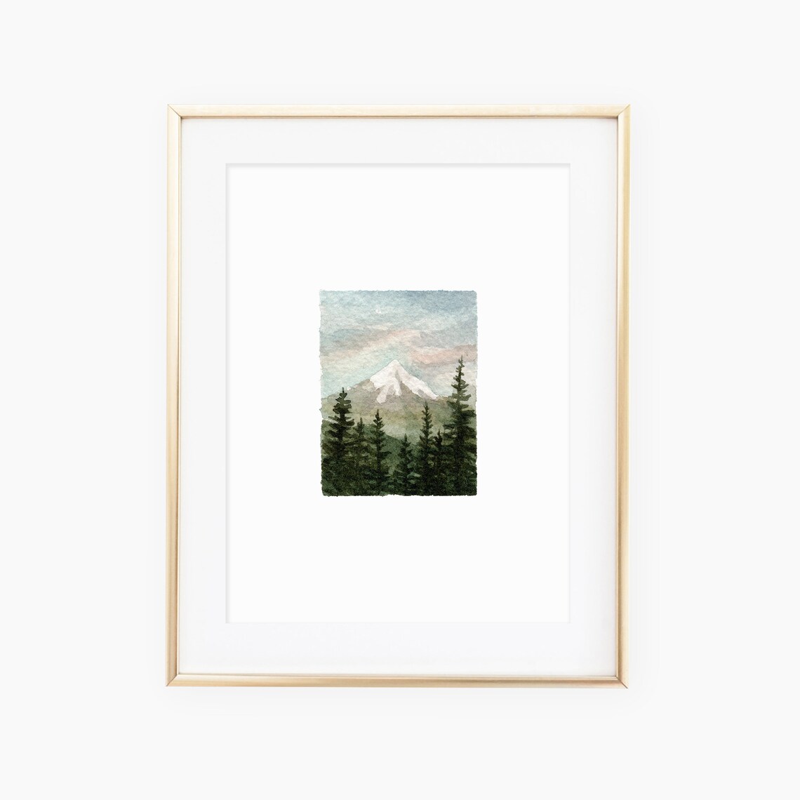 Watercolor Mountain Peak Landscape Art Print