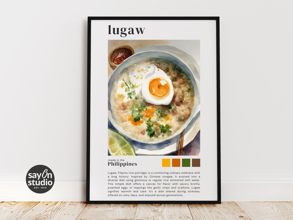 Filipino Lugaw Rice Porridge Comfort Food Watercolor Kitchen Poster - Image 2