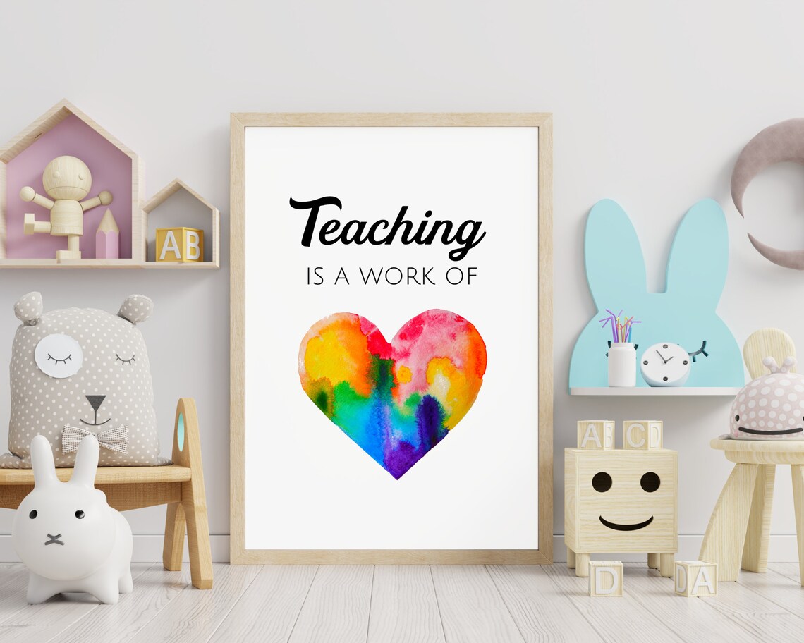 Teacher Is A Work Of Heart, Classroom Art Print - Image 2