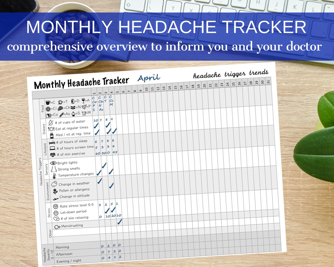 Monthly Headache Tracker Migraine Journal Art Print