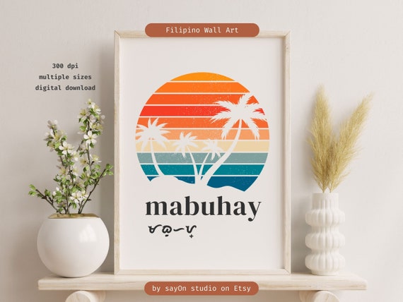 Mabuhay Filipino Wall Art Tropical Philippines Art Poster For Home Decor Or Filipino Gift