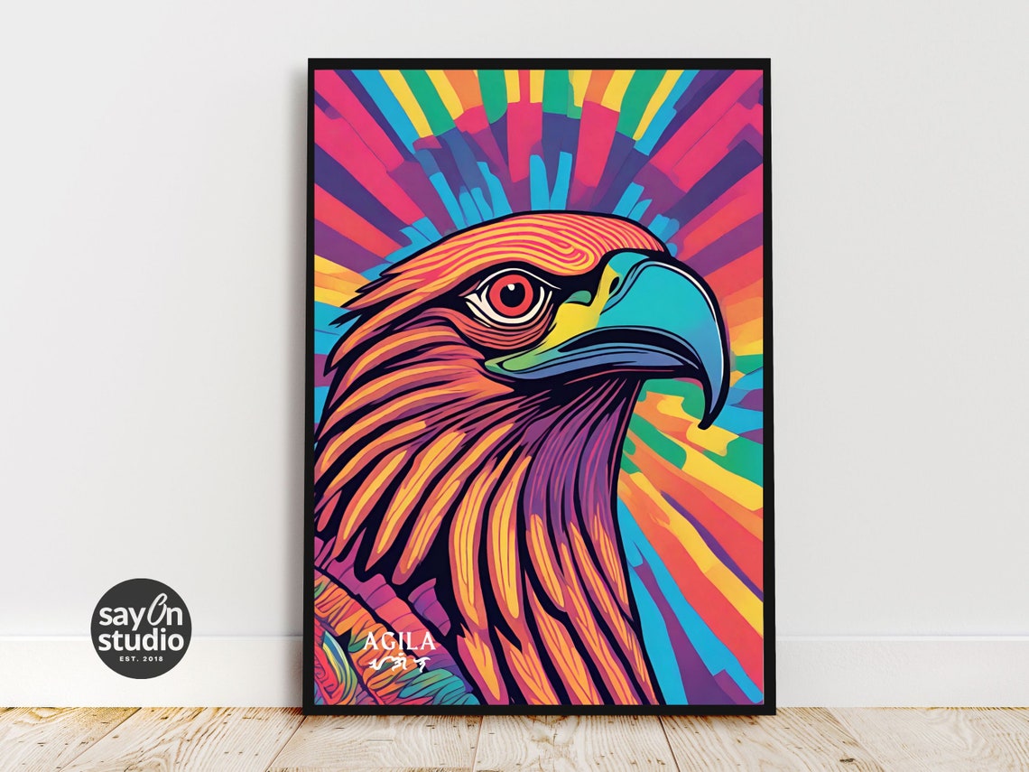 Philippine Eagle Agila Pop Art Rainbow Burst Colorful Bird Poster - Image 5