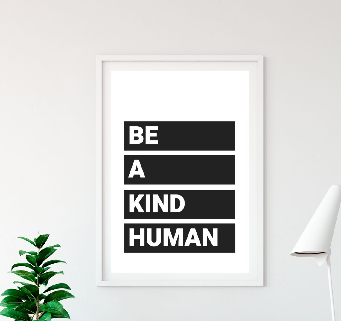 Be a Kind Human Stacked Block Letter Scandinavian Minimalist Poster - Image 3