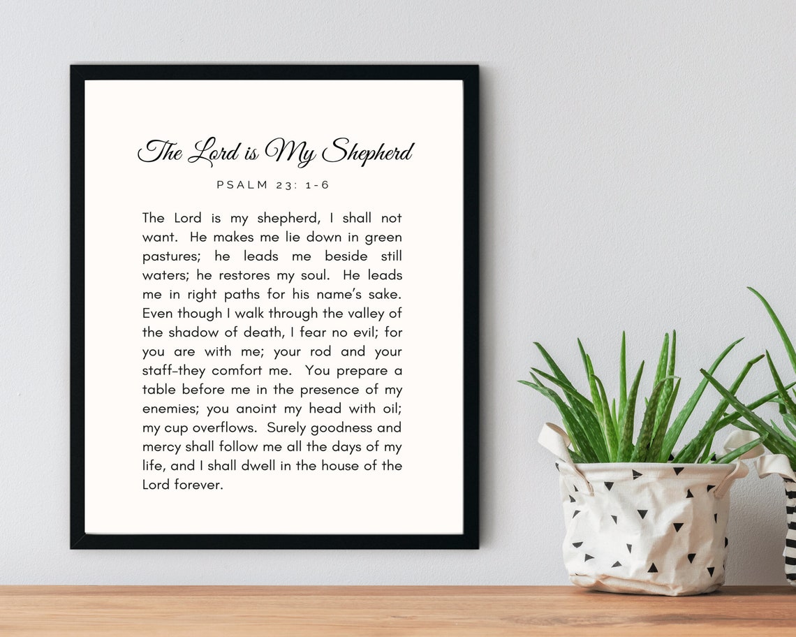 Psalm 23 Print The Lord Is My Shepherd Bible Verse Quotes Religious Scripture Phrase Christian Saying Home Decor Psalm 23 - Image 3