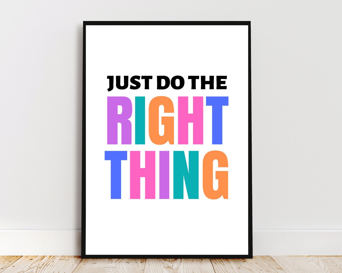 Just Do The Right Thing Colorful Rainbow Typography Classroom Poster - Image 2