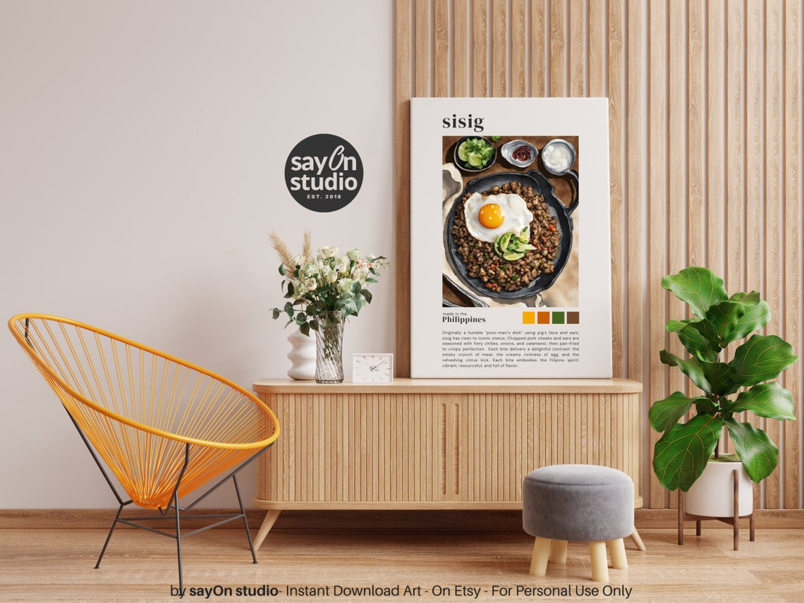 Filipino Sisig Sizzling Pork Dish Watercolor Kitchen Decor Poster - Image 5