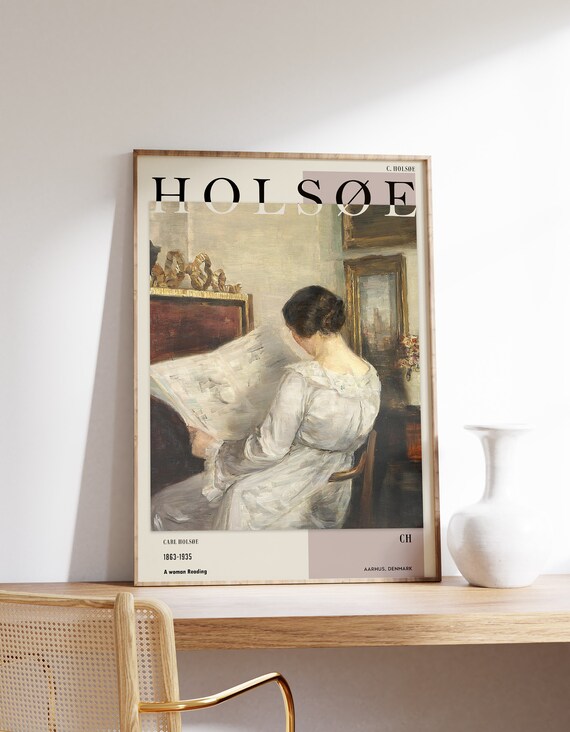 Carl Holsoe A Woman Reading Quiet Danish Interior Oil Painting Art Poster