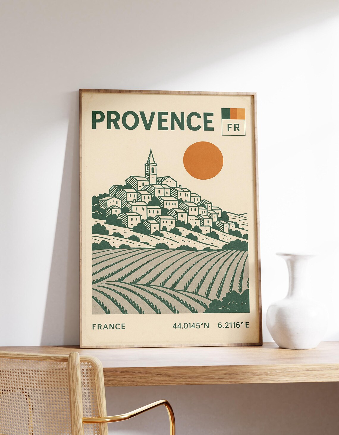 Provence Village Poster, French Countryside Travel Poster
