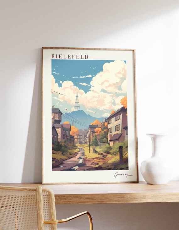 Bielefeld Germany Quaint Village Street Sunset Retro Travel Poster