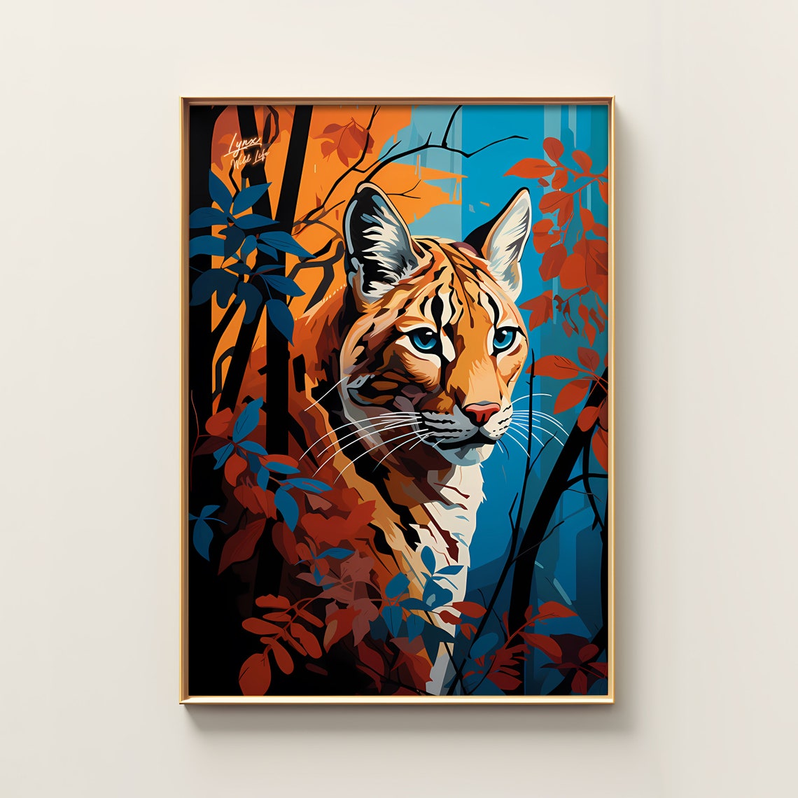 Lynx Print Poster, Vintage Animal Art