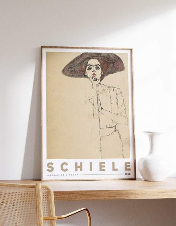 Egon Schiele Portrait Of A Woman 1910 Exhibition Print Museum Wall Art Eclectic Decor Maximalist Quirky Altered