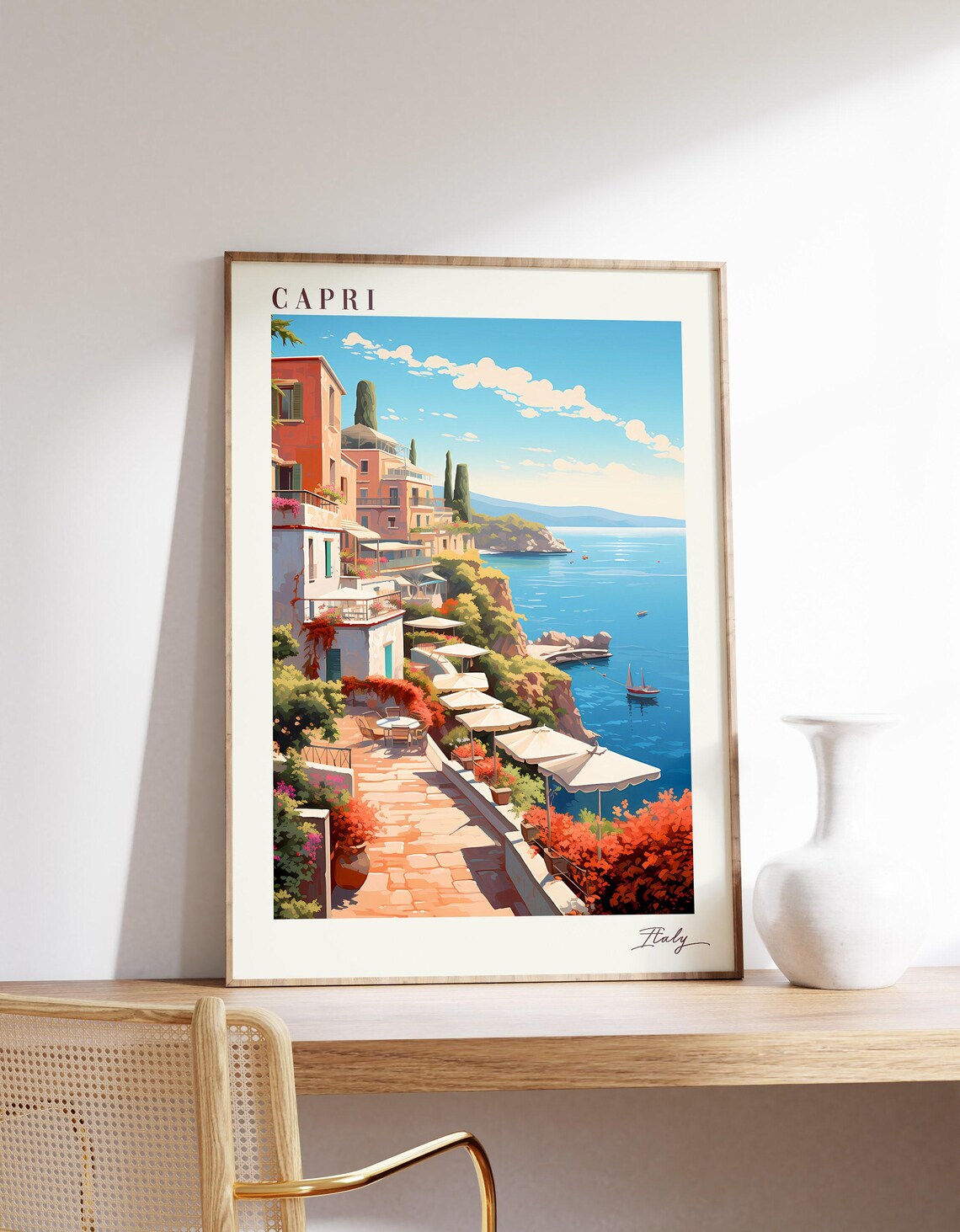 Capri Travel Poster, Italy Decor
