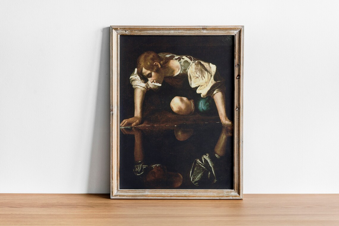 Caravaggio Narcissus 1597 Vintage Art Print