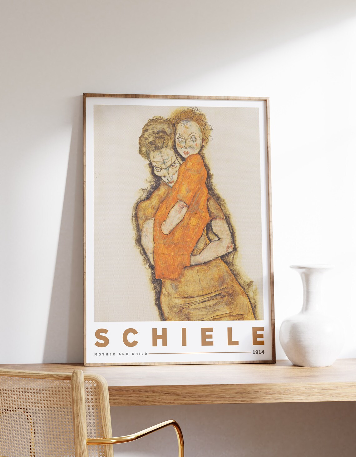 Egon Schiele Mother And Child 1914 Expressionist Embrace Painting Poster