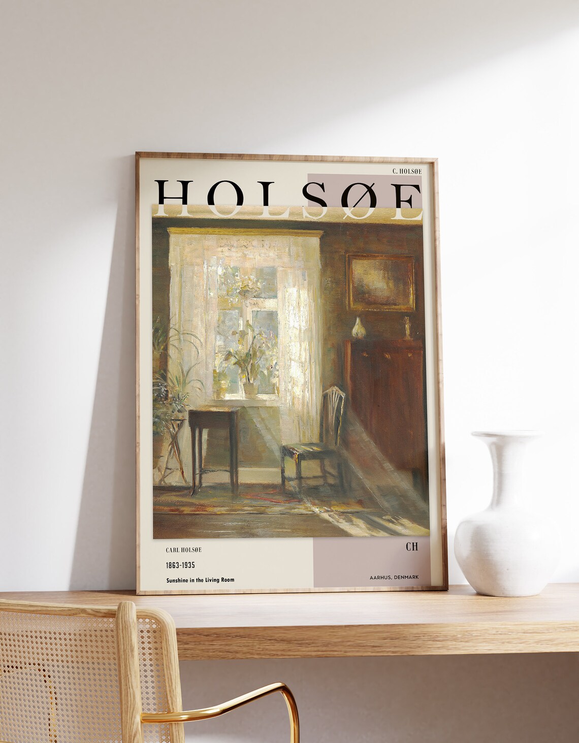 Carl Holsoe Sunshine In The Living Room Warm Danish Interior Oil Art Poster