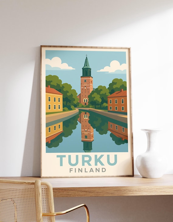 Turku Cathedral Poster, Finland Cityscape Art Print