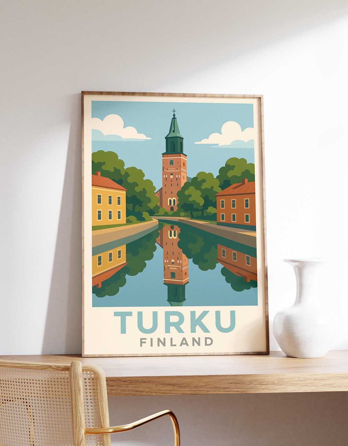 Turku Cathedral Poster, Finland Cityscape Art Print