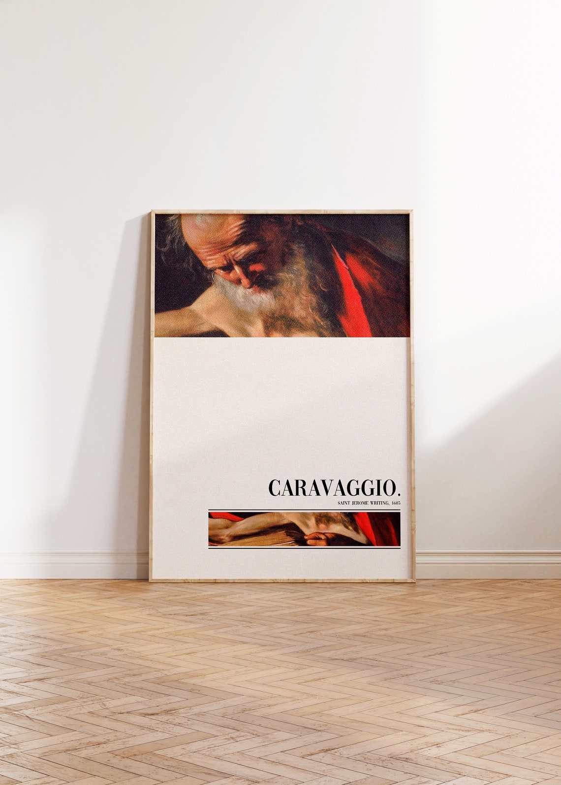 Caravaggio Art Dark Academia Painting Saint Jerome Writing Baroque Wall Decor Print Poster