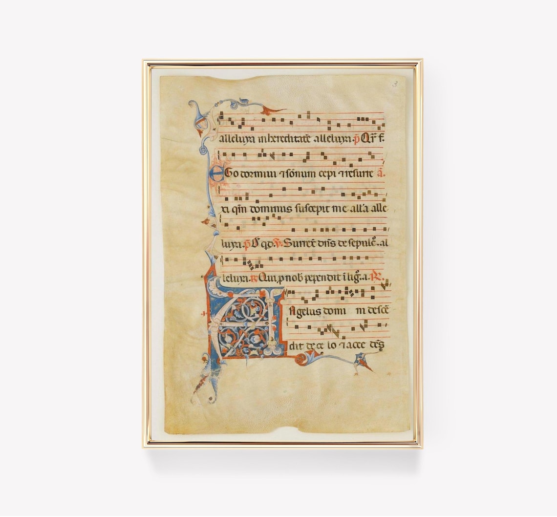 Medieval Illuminated Manuscript Vintage Art Print