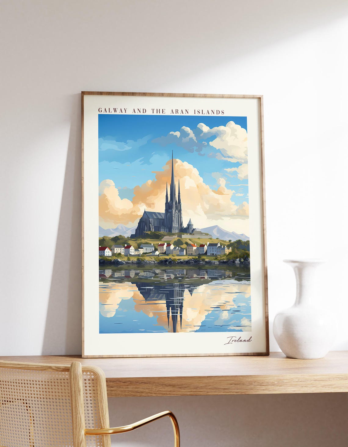 Galway and the Aran Islands Ireland Cathedral Travel Art Poster